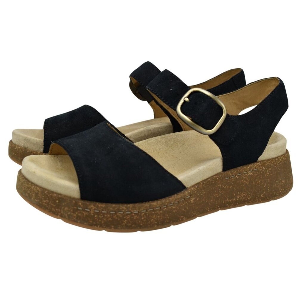 Dansko Women Size 41 Bianca Burnished Suede Black Open Toe Strappy Sandals Shoes